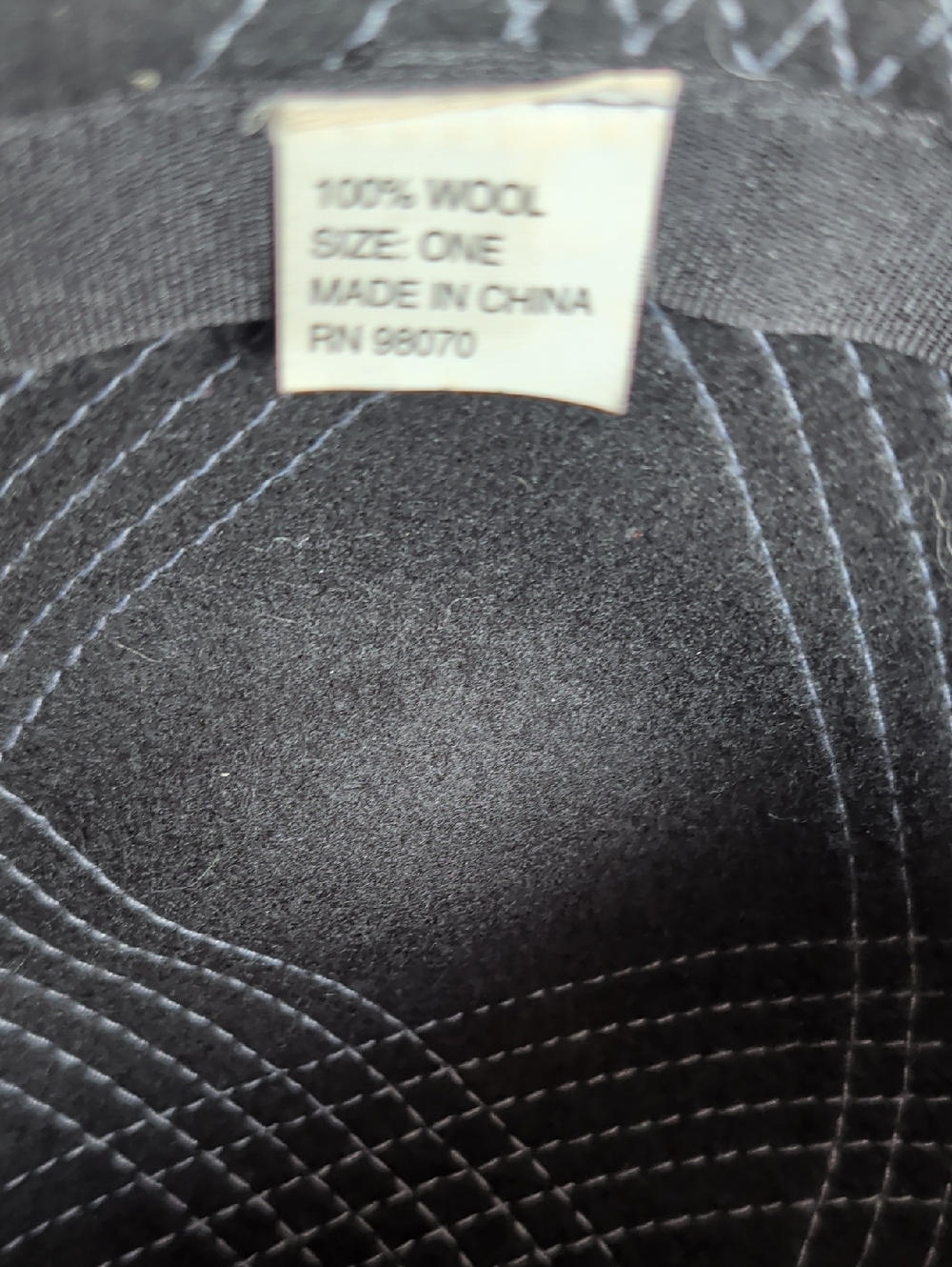 Black Wool Bowler Hat with Contrasting Stitch Detail - Picture 2 of 6